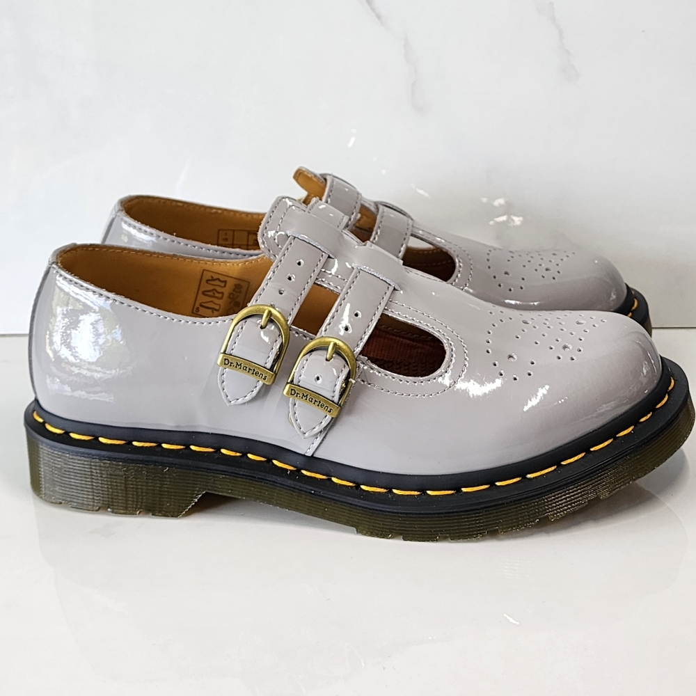 NIB Dr. Martens Gray Patent Leather Flats - Picture 3 of 10